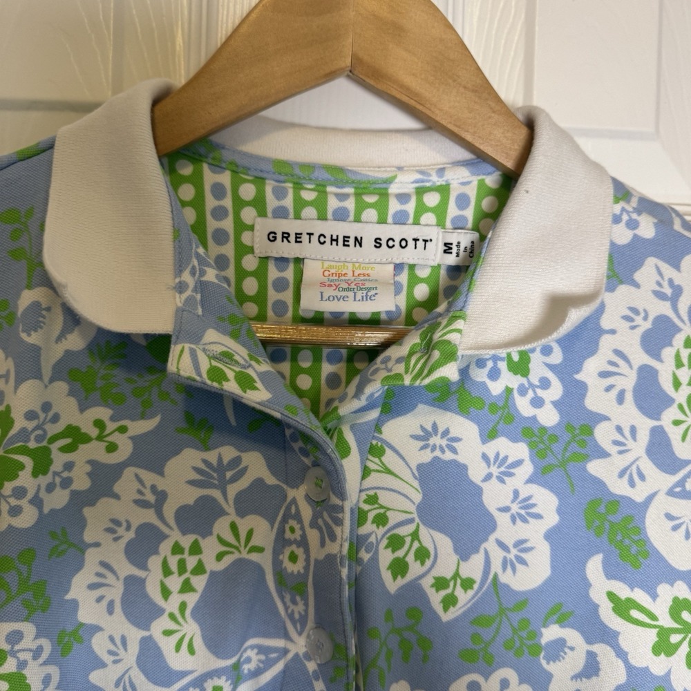 Gretchen Scott Dress Serve It Up Flora Periwinkle Stretchy Jersey Women's Medium - Picture 3 of 10